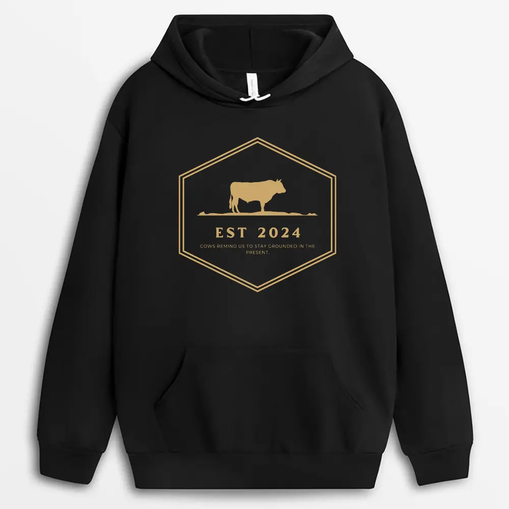 Cows Remind Us To Stay Grounded In The Present Soxyxtee Hoodie - Black